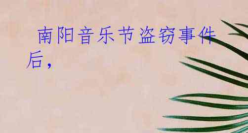  南阳音乐节盗窃事件后，