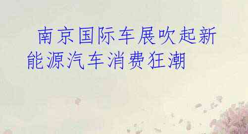  南京国际车展吹起新能源汽车消费狂潮