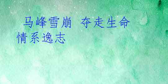  马峰雪崩 夺走生命 情系逸志