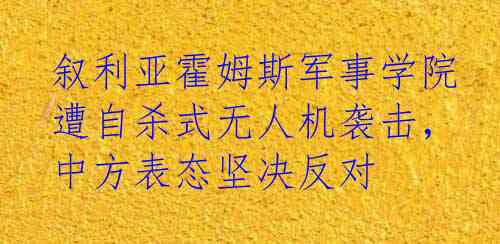 叙利亚霍姆斯军事学院遭自杀式无人机袭击，中方表态坚决反对