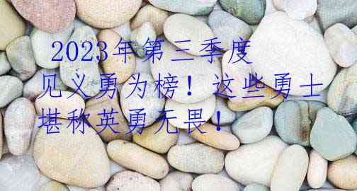  2023年第三季度见义勇为榜！这些勇士堪称英勇无畏！