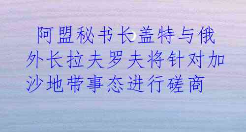  阿盟秘书长盖特与俄外长拉夫罗夫将针对加沙地带事态进行磋商