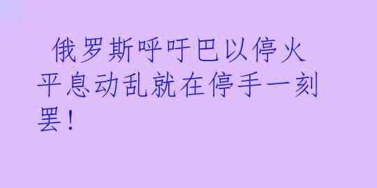  俄罗斯呼吁巴以停火 平息动乱就在停手一刻罢!