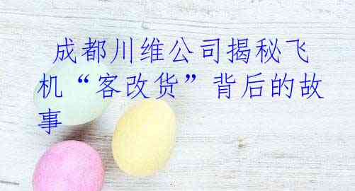 成都川维公司揭秘飞机“客改货”背后的故事