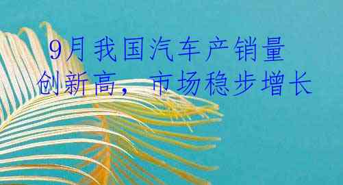  9月我国汽车产销量创新高，市场稳步增长 