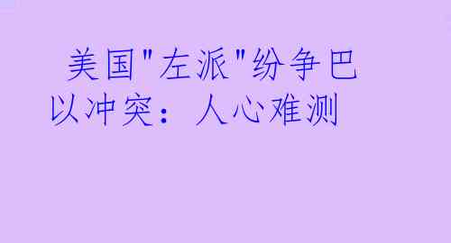  美国"左派"纷争巴以冲突：人心难测