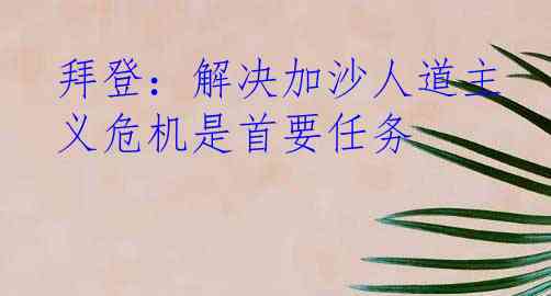拜登：解决加沙人道主义危机是首要任务