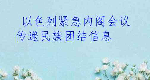  以色列紧急内阁会议传递民族团结信息