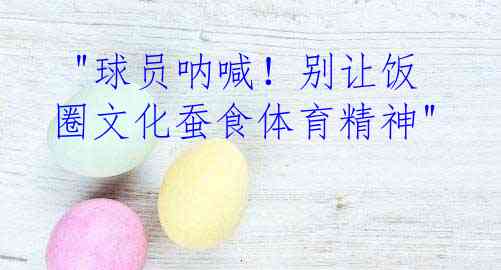  "球员呐喊！别让饭圈文化蚕食体育精神"