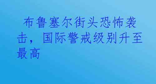  布鲁塞尔街头恐怖袭击，国际警戒级别升至最高