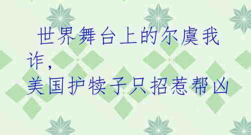  世界舞台上的尔虞我诈, 美国护犊子只招惹帮凶