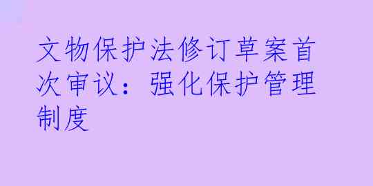 文物保护法修订草案首次审议：强化保护管理制度