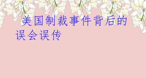  美国制裁事件背后的误会误传