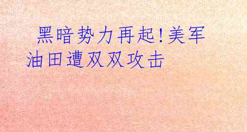  黑暗势力再起!美军油田遭双双攻击