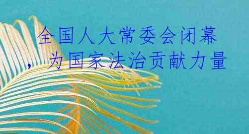  全国人大常委会闭幕，为国家法治贡献力量