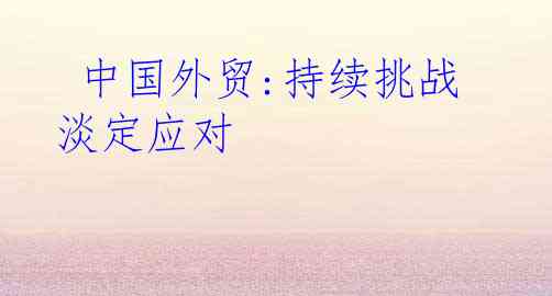  中国外贸:持续挑战 淡定应对