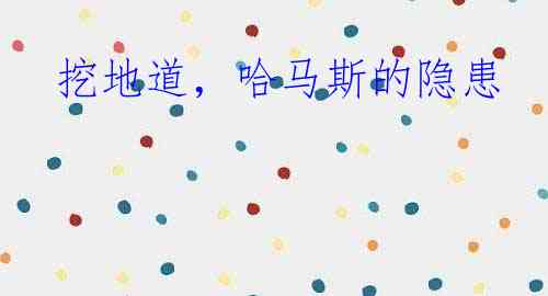  挖地道，哈马斯的隐患