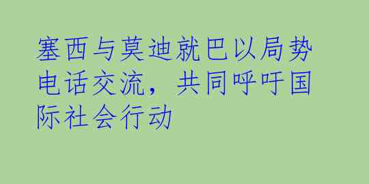 塞西与莫迪就巴以局势电话交流，共同呼吁国际社会行动