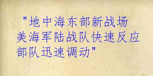  "地中海东部新战场 美海军陆战队快速反应部队迅速调动"