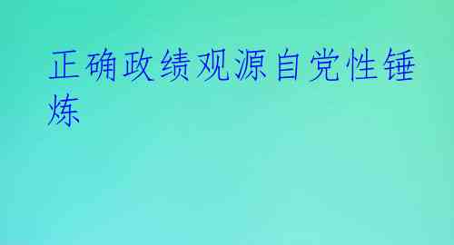 正确政绩观源自党性锤炼