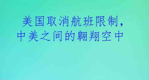  美国取消航班限制，中美之间的翱翔空中