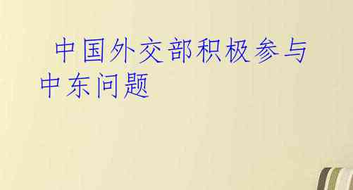  中国外交部积极参与中东问题