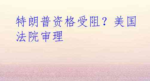 特朗普资格受阻？美国法院审理