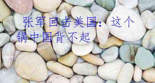  张军回击美国：这个锅中国背不起
