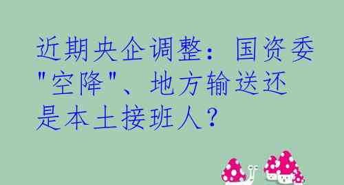 近期央企调整：国资委"空降"、地方输送还是本土接班人？