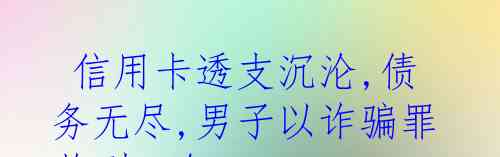  信用卡透支沉沦,债务无尽,男子以诈骗罪获刑12年