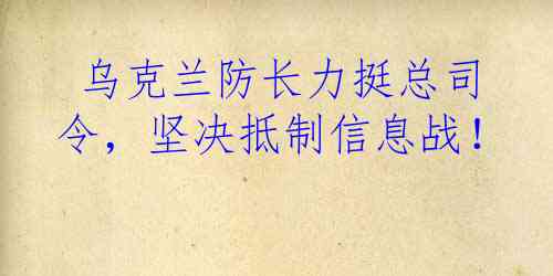  乌克兰防长力挺总司令，坚决抵制信息战！