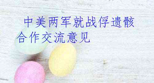  中美两军就战俘遗骸合作交流意见