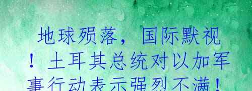 地球殒落,国际默视!土耳其总统对以加军事行动表示强烈不满!