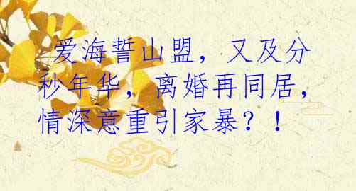  爱海誓山盟，又及分秒年华，离婚再同居，情深意重引家暴？！