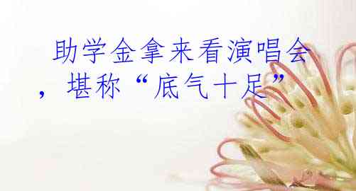  助学金拿来看演唱会，堪称“底气十足”