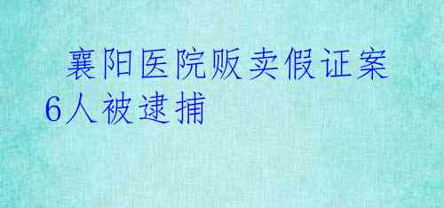  襄阳医院贩卖假证案 6人被逮捕