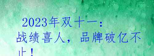  2023年双十一：战绩喜人，品牌破亿不止！