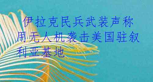 伊拉克民兵武装声称用无人机袭击美国驻叙利亚基地
