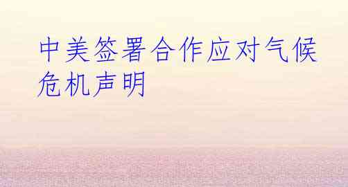 中美签署合作应对气候危机声明