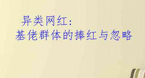  异类网红: 基佬群体的捧红与忽略