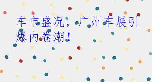 车市盛况，广州车展引爆内卷潮！