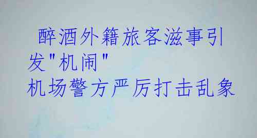  醉酒外籍旅客滋事引发"机闹" 机场警方严厉打击乱象