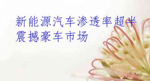  新能源汽车渗透率超半 震撼豪车市场