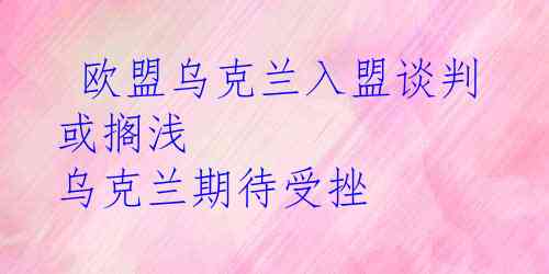  欧盟乌克兰入盟谈判或搁浅 乌克兰期待受挫
