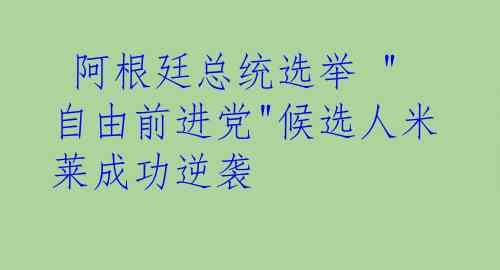 阿根廷总统选举 "自由前进党"候选人米莱成功逆袭