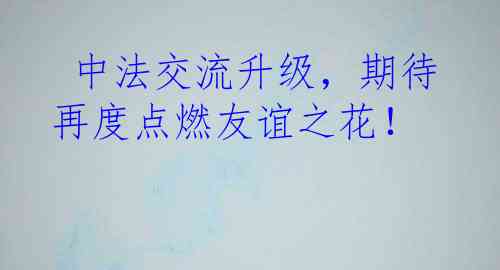  中法交流升级，期待再度点燃友谊之花！