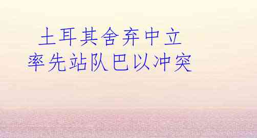  土耳其舍弃中立 率先站队巴以冲突