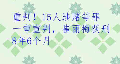 重判！15人涉赌等罪一审宣判，崔丽梅获刑8年6个月