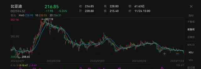  重击！比亚迪股价狂跌，创一年半新低。