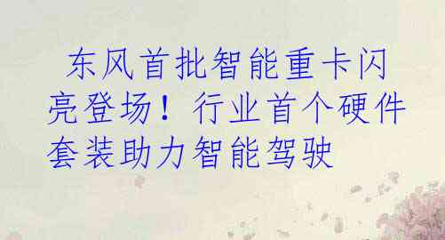  东风首批智能重卡闪亮登场！行业首个硬件套装助力智能驾驶